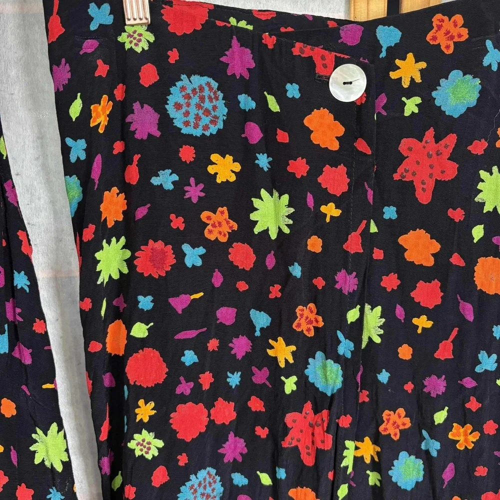 Vintage CAROLE LITTLE Women Size 16 Black Floral Sleeveless Top and Skirt Set - Picture 3 of 12